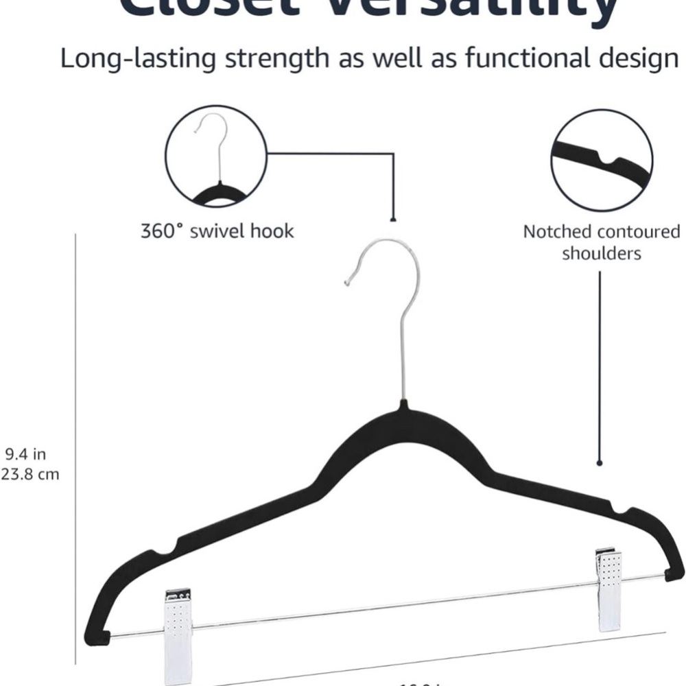 Black Velvet Skirt/Pants Hangers (10 Pack) - Picture 3 of 6